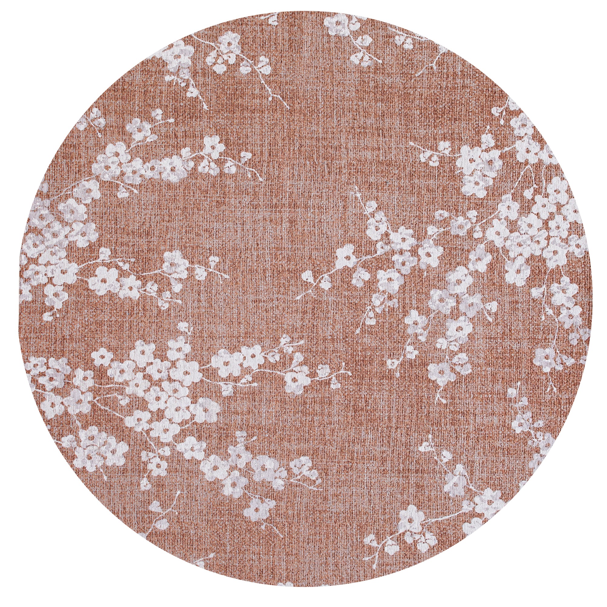 Louis De Poortere Designer Sakura Round Rugs In 9371 Copper Pink